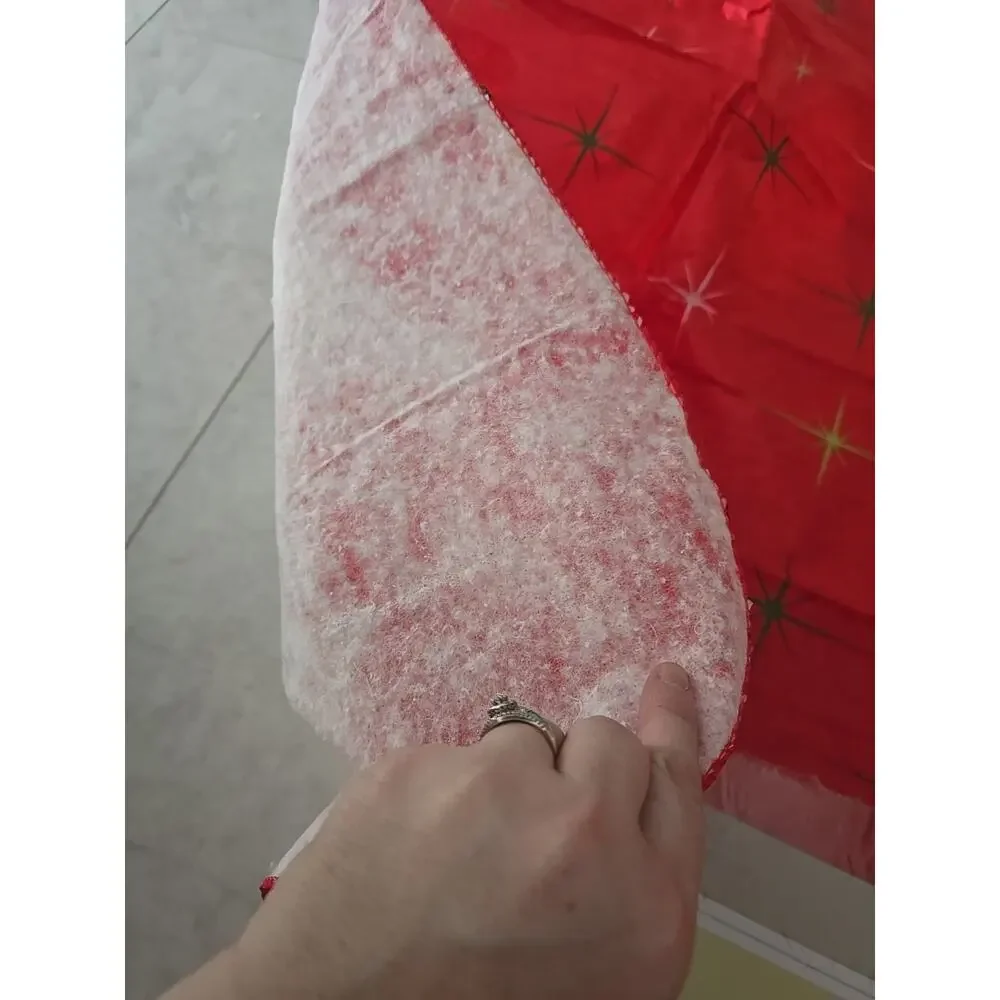 Vtg Clover Valley Home Red Starburst Vinyl‎ Flannel Back Tablecloth 52